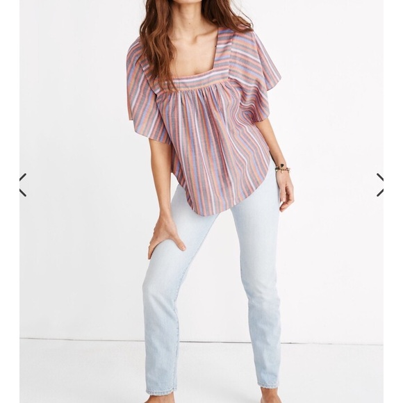 Madewell Butterfly Top In Rainbow Striped Style #L3049. Size XS - Picture 1 of 13